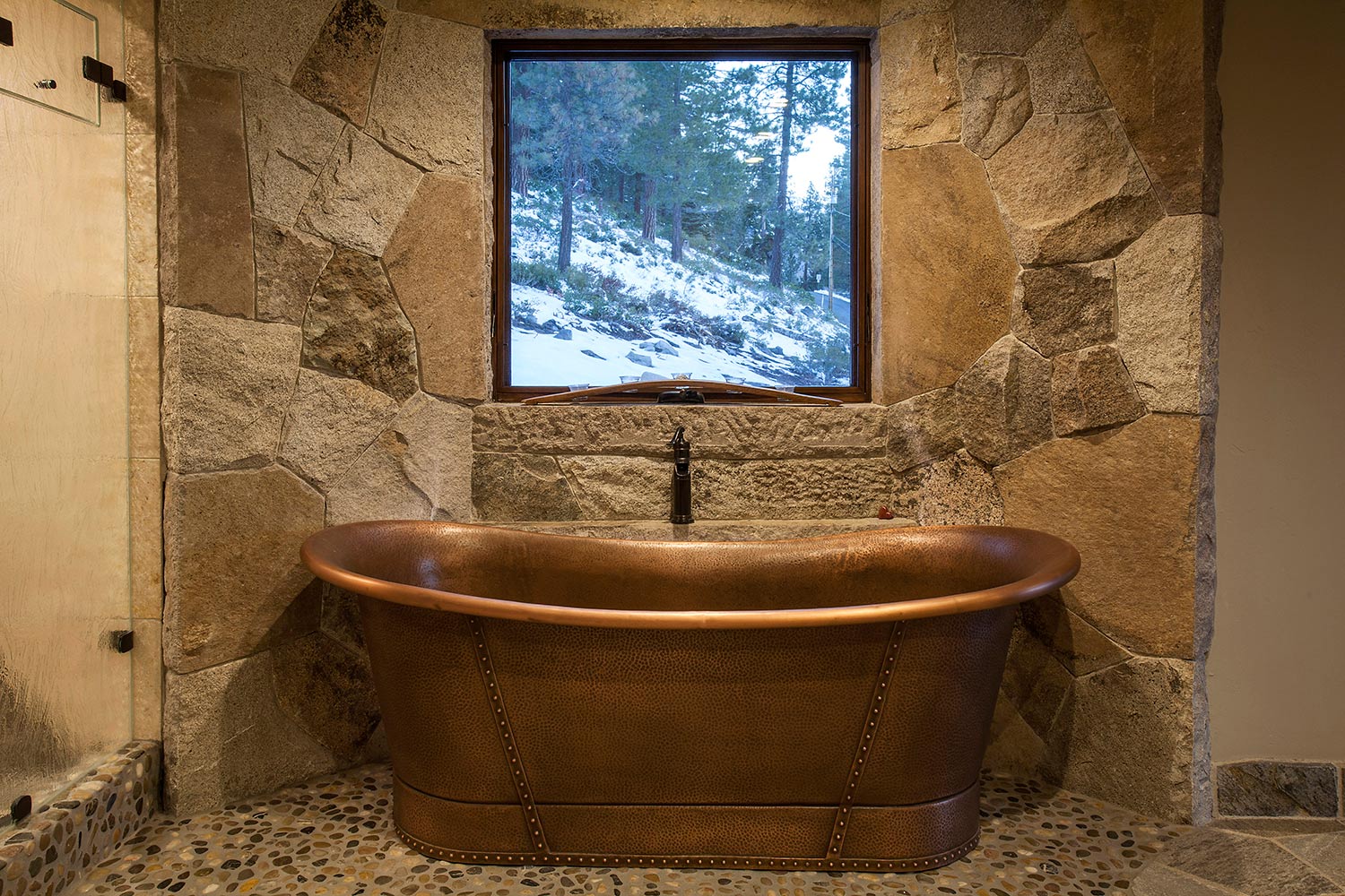 Copper Soaking Tub in Lakeview Luxury Home Crystal Bay Nevada