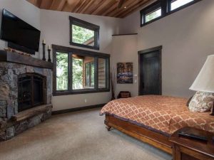 Master Bedroom Luxury Home in Martis Camp Truckee California by Borelli Architecture