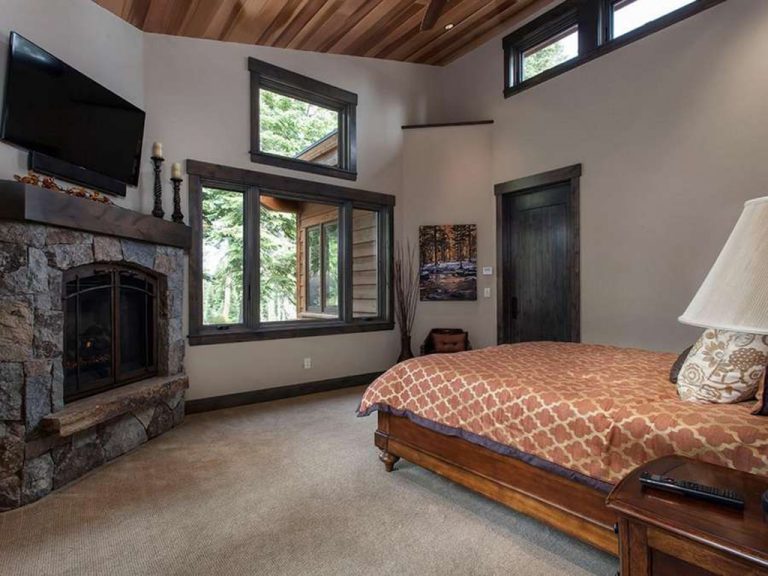 Master Bedroom Luxury Home in Martis Camp Truckee California by Borelli Architecture