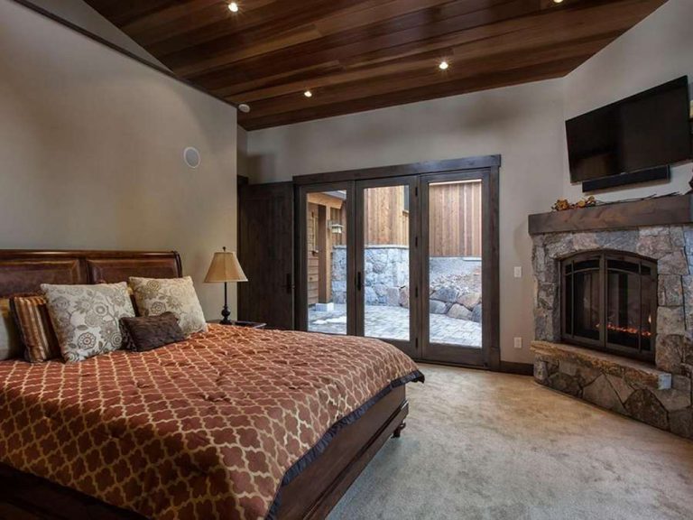Master Bedroom Luxury Home in Martis Camp Truckee California by Borelli Architecture