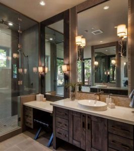 Master Bathroom Luxury Home in Martis Camp Truckee California by Borelli Architecture