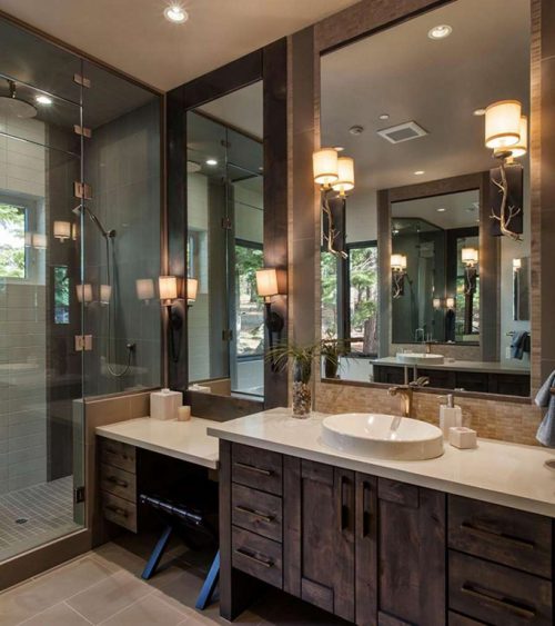 Master Bathroom Luxury Home in Martis Camp Truckee California by Borelli Architecture