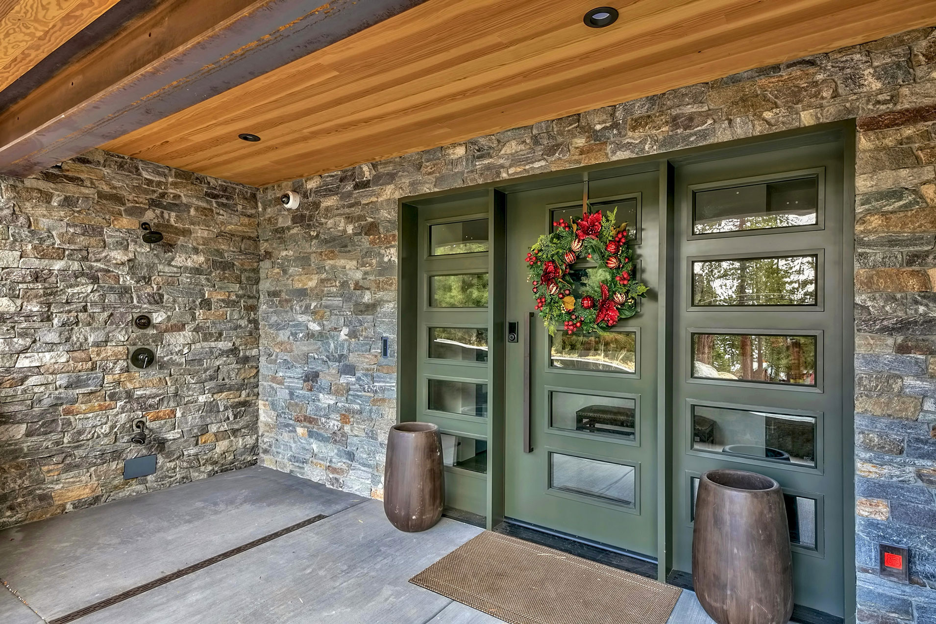 Entryway of Mountain Modern Design Tahoe Home by Borelli Architecture in Zephyr Cove, Nevada