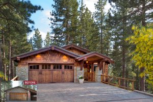 Before and After of Exterior Remodel in Luxury Tahoe Home Remodel by Borelli Architecture in Incline Village, Nevada
